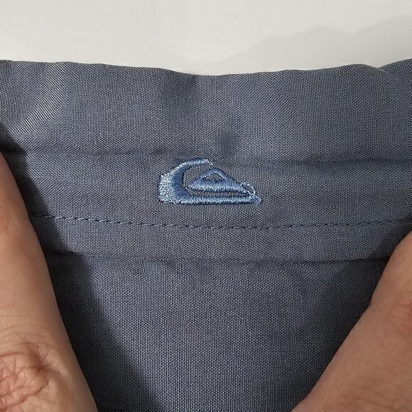 Quiksilver Mens Large Blue, Grey Long Sleeve Button Down Shirt - Picture 7 of 7